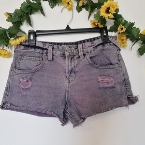 Free People Cutoff Pink/Purple Denim Shorts
